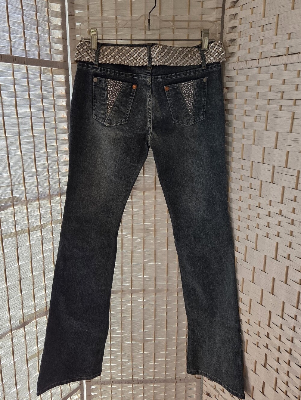 One Tuff Babe Rhinestone Denim Jeans with Embellished Back Pockets